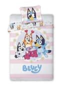 BrandMac Bluey Wende-Bettwäsche-Set 135x200 & 80x80 Rosa/Weiß Baumwolle Bild 2