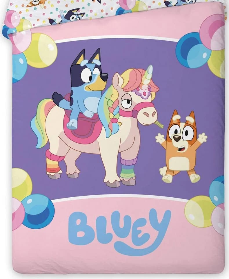 BrandMac Bettwäsche Bluey - Einhorn Wende-Bettwäsche-Set 100% Baumwolle