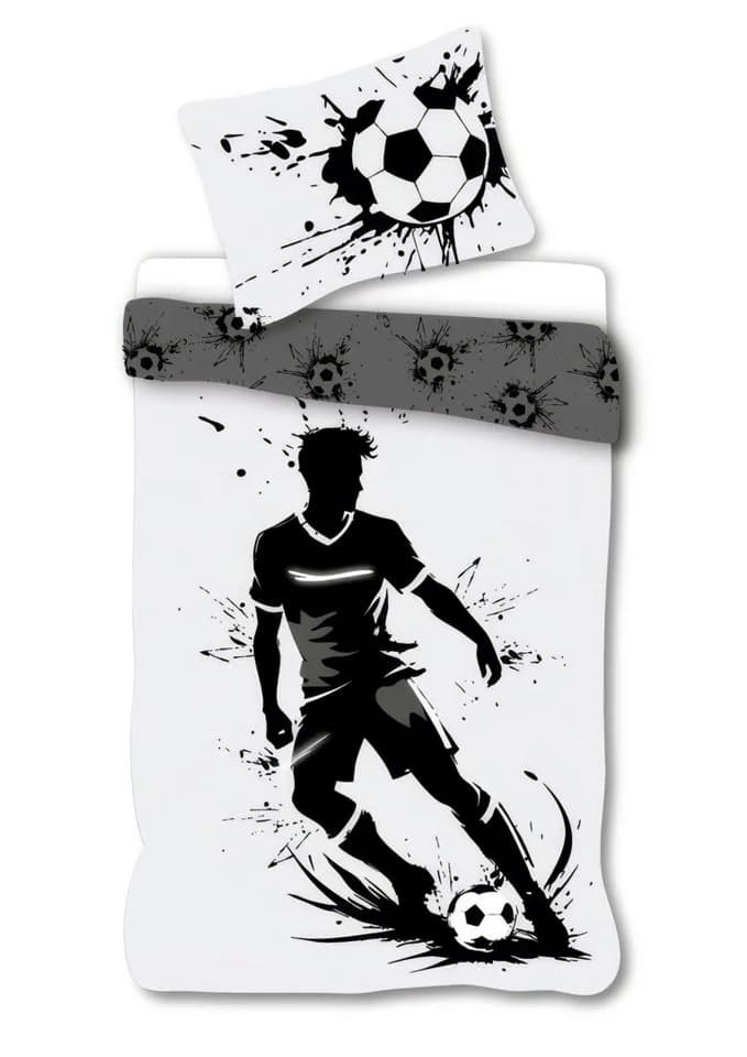 KK Shopping Kinderbettwäsche Fußball Schwarz Weiß 135x200 cm - Bild 2