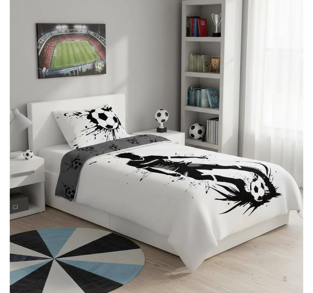 KK Shopping Kinderbettwäsche Fußball Schwarz Weiß 135x200 cm - Bild 5