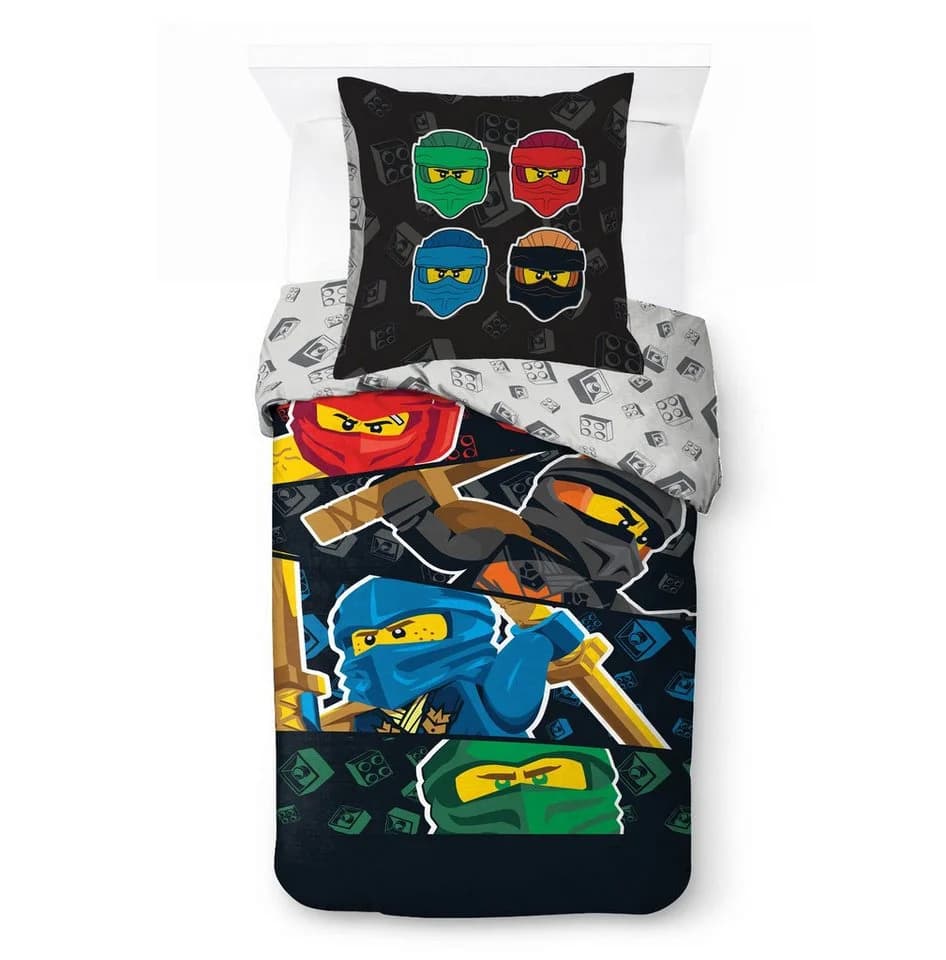 BrandMac Bettwäsche Lego Ninjago Schwarz Grau 100% Baumwolle - Bild 2