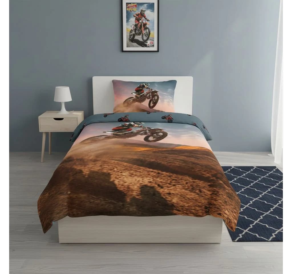 BrandMac Kinderbettwäsche Motocross Dirtbike Jump 100% Baumwolle