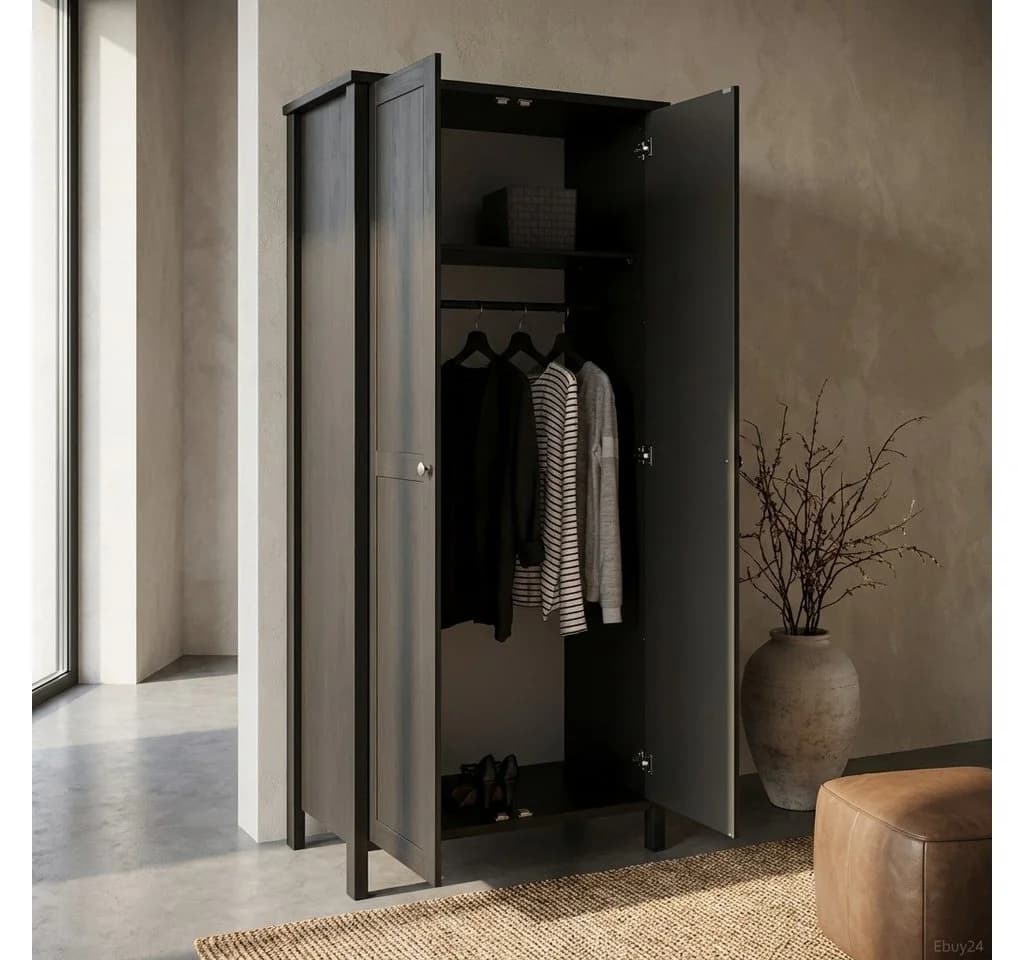 ebuy24 Kleiderschrank Tromsø 2 Türen Kaffee MDF Modern - Bild 3