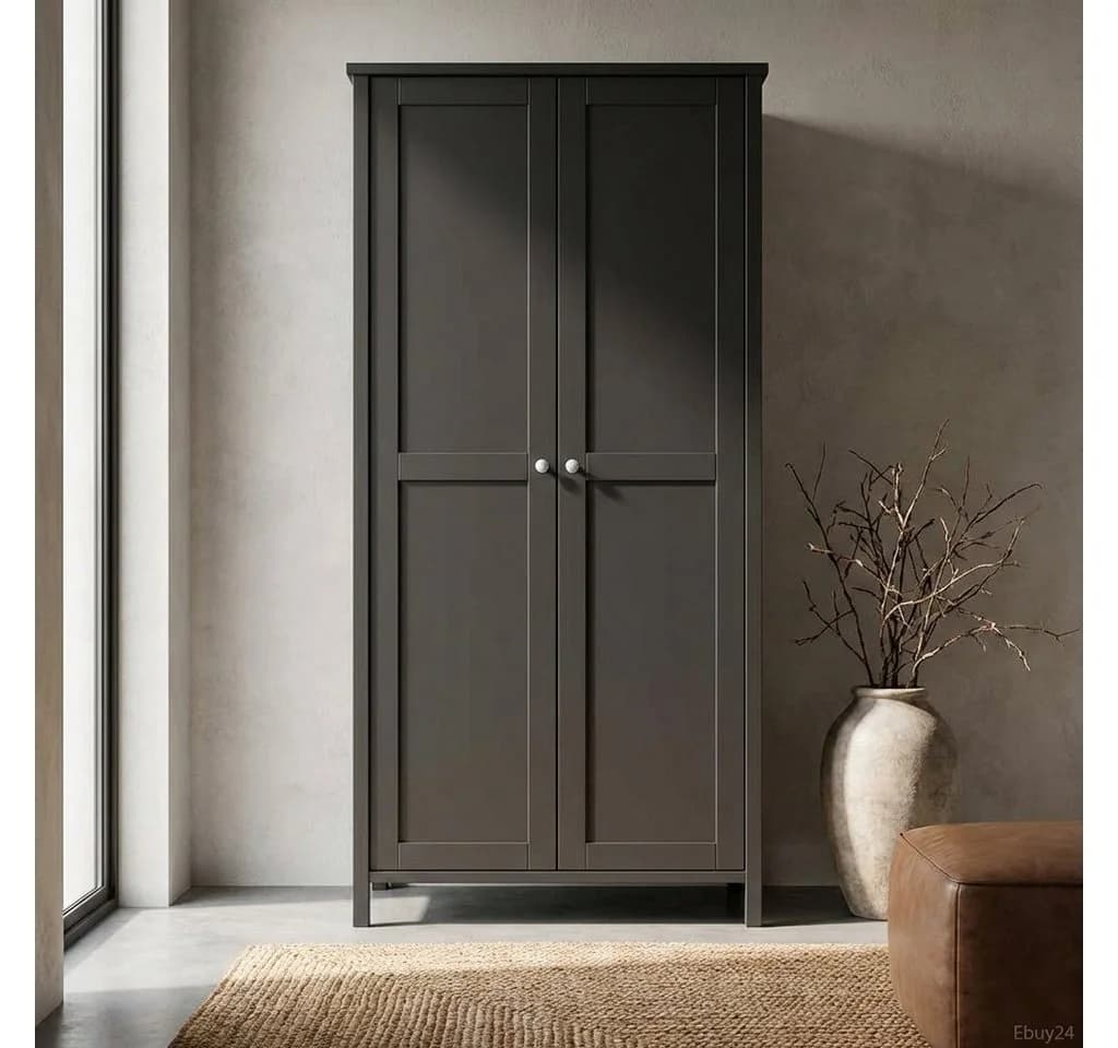 ebuy24 Kleiderschrank Tromsø 2 Türen Kaffee MDF Modern - Bild 4