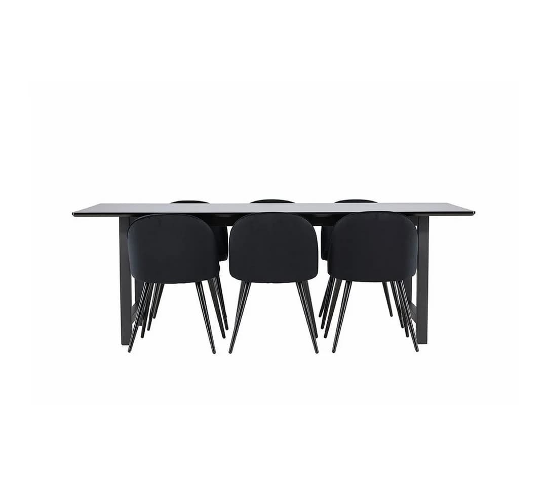 ebuy24 Essgruppe Oslo 7-tlg. Esstisch 220x100cm schwarz mit 6 Stühlen - Bild 2