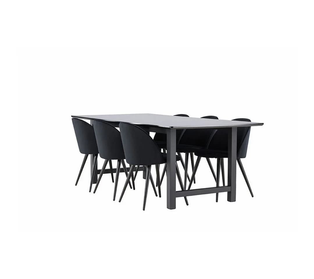 ebuy24 Essgruppe Oslo 7-tlg. Esstisch 220x100cm schwarz mit 6 Stühlen - Bild 3