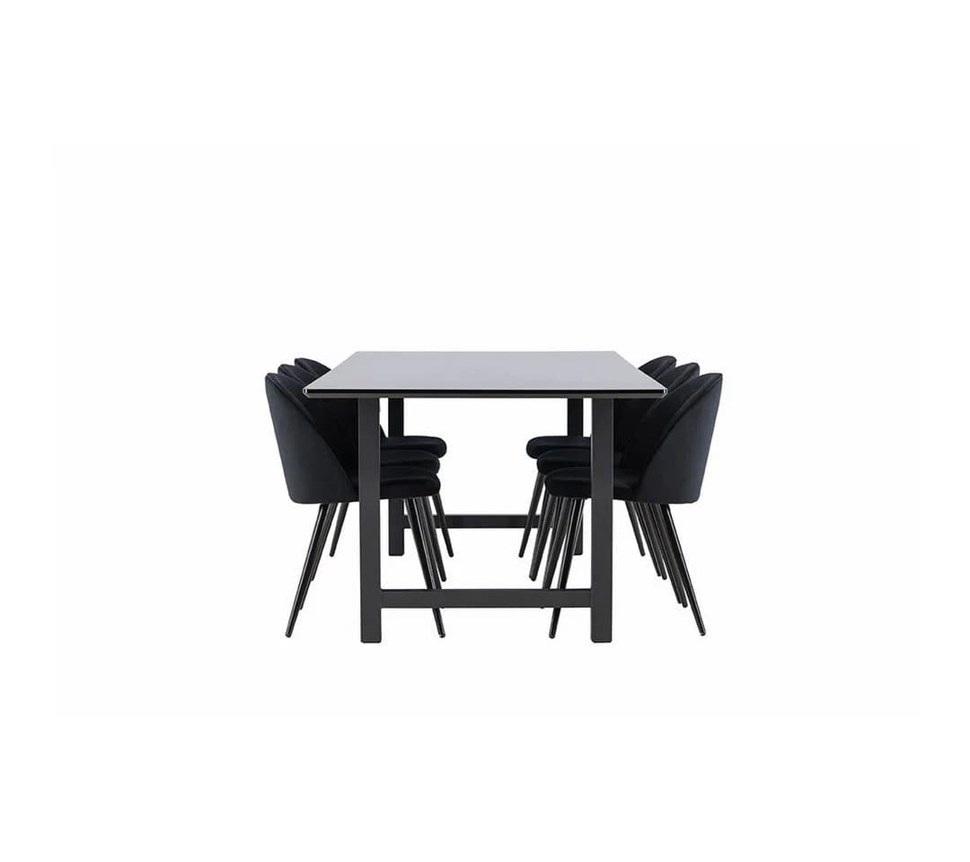ebuy24 Essgruppe Oslo 7-tlg. Esstisch 220x100cm schwarz mit 6 Stühlen - Bild 4