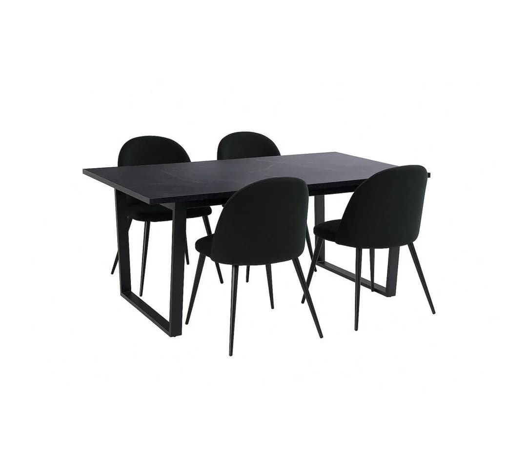 ebuy24 Essgruppe Tilst 5-tlg. Schwarz Marmor Print - Bild 2