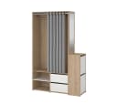 ebuy24 Kleiderschrank Kimmy Offener Kleiderschrank mit Vorhang, 2 Schubladen, Walnuss-Dekor Bild 1