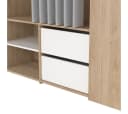 ebuy24 Kleiderschrank Kimmy Offener Kleiderschrank mit Vorhang, 2 Schubladen, Walnuss-Dekor Bild 5