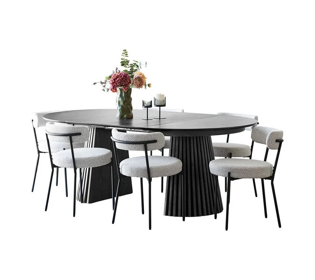 ebuy24 Essgruppe Tokyo 7-tlg. Schwarz/Weiß mit Einlegeplatten - Bild 2
