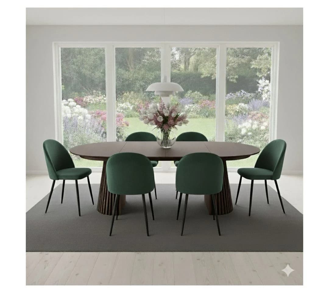 ebuy24 Essgruppe Tokyo 7-tlg. Esstisch mit 6 Stühlen grün