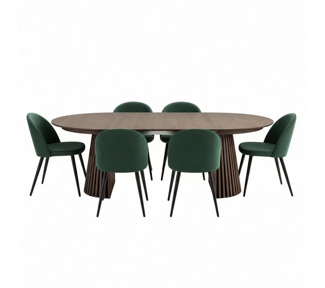 ebuy24 Essgruppe Tokyo 7-tlg. Esstisch mit 6 Stühlen grün - Bild 2