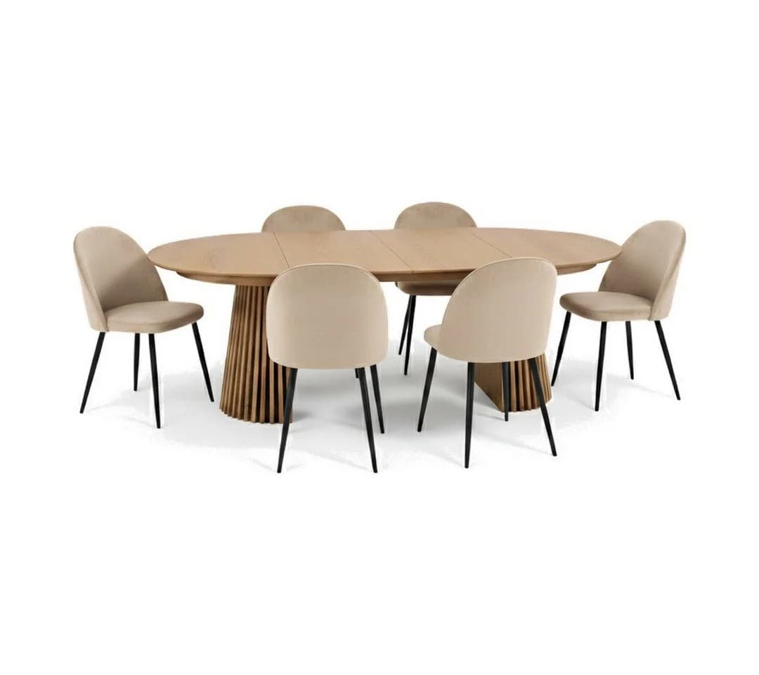 ebuy24 Essgruppe Tokyo Esstisch Natur 6 Stühle Beige - Bild 2