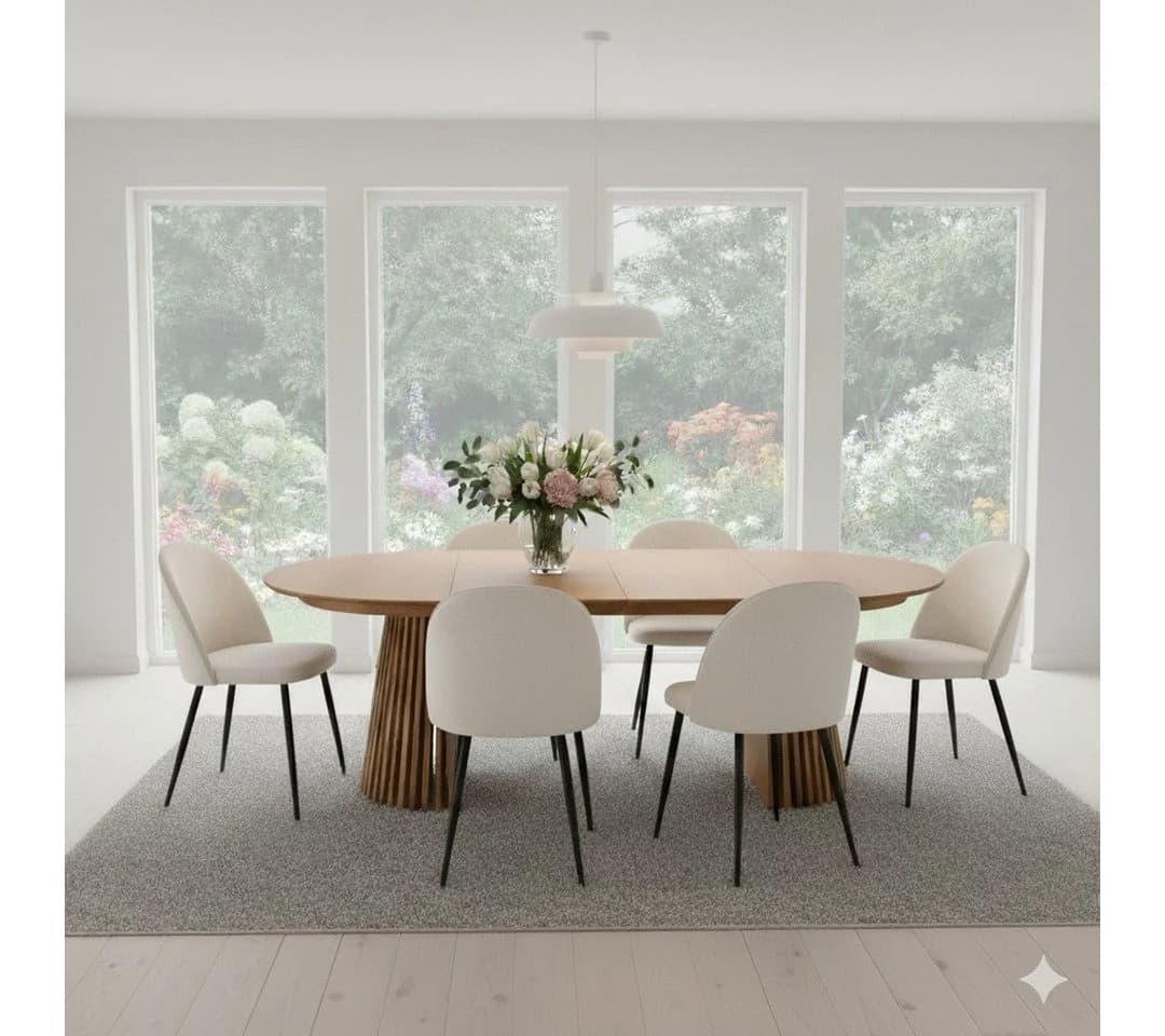 ebuy24 Tokyo Essgruppe Esstisch natur, 6 Stühle beige, 7-tlg