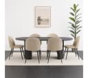 ebuy24 Essgruppe Kyoto 7-tlg. Esstisch dunkelbraun mit 6 beige Samtstühlen Bild 1