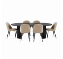 ebuy24 Essgruppe Kyoto 7-tlg. Esstisch dunkelbraun mit 6 beige Samtstühlen Bild 2