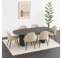 ebuy24 Essgruppe Kyoto 7-tlg. Esstisch dunkelbraun mit 6 beige Samtstühlen Bild 3