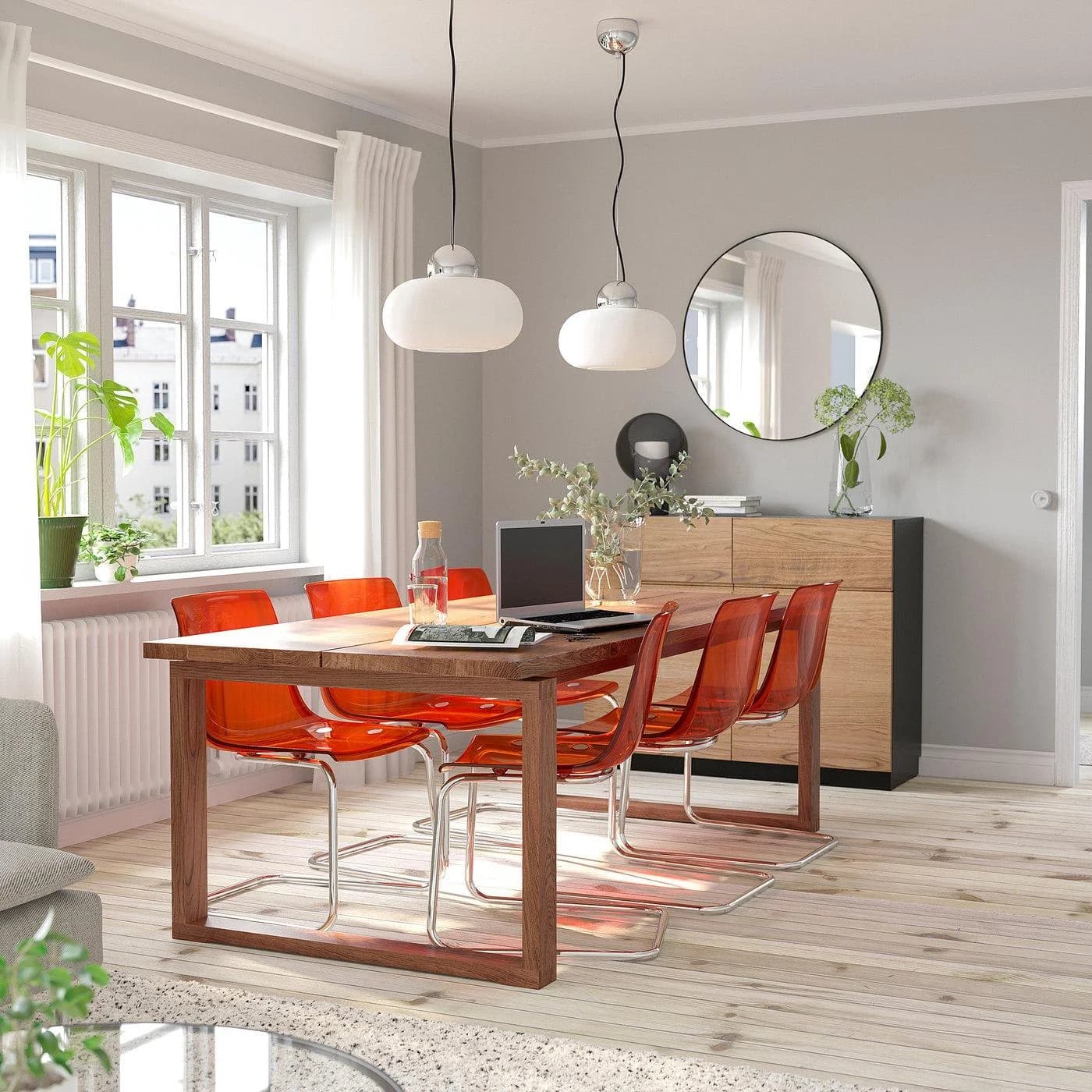 IKEA MÖRBYLÅNGA / TOBIAS Esstisch mit 6 Stühlen Eiche Braun