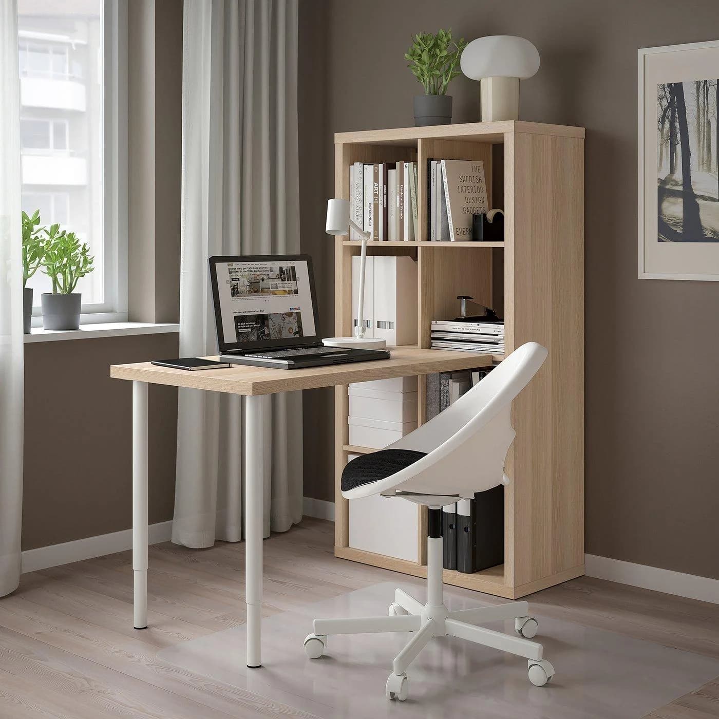 IKEA KALLAX / LINNMON Schreibtischkombination Weiß Eicheffekt