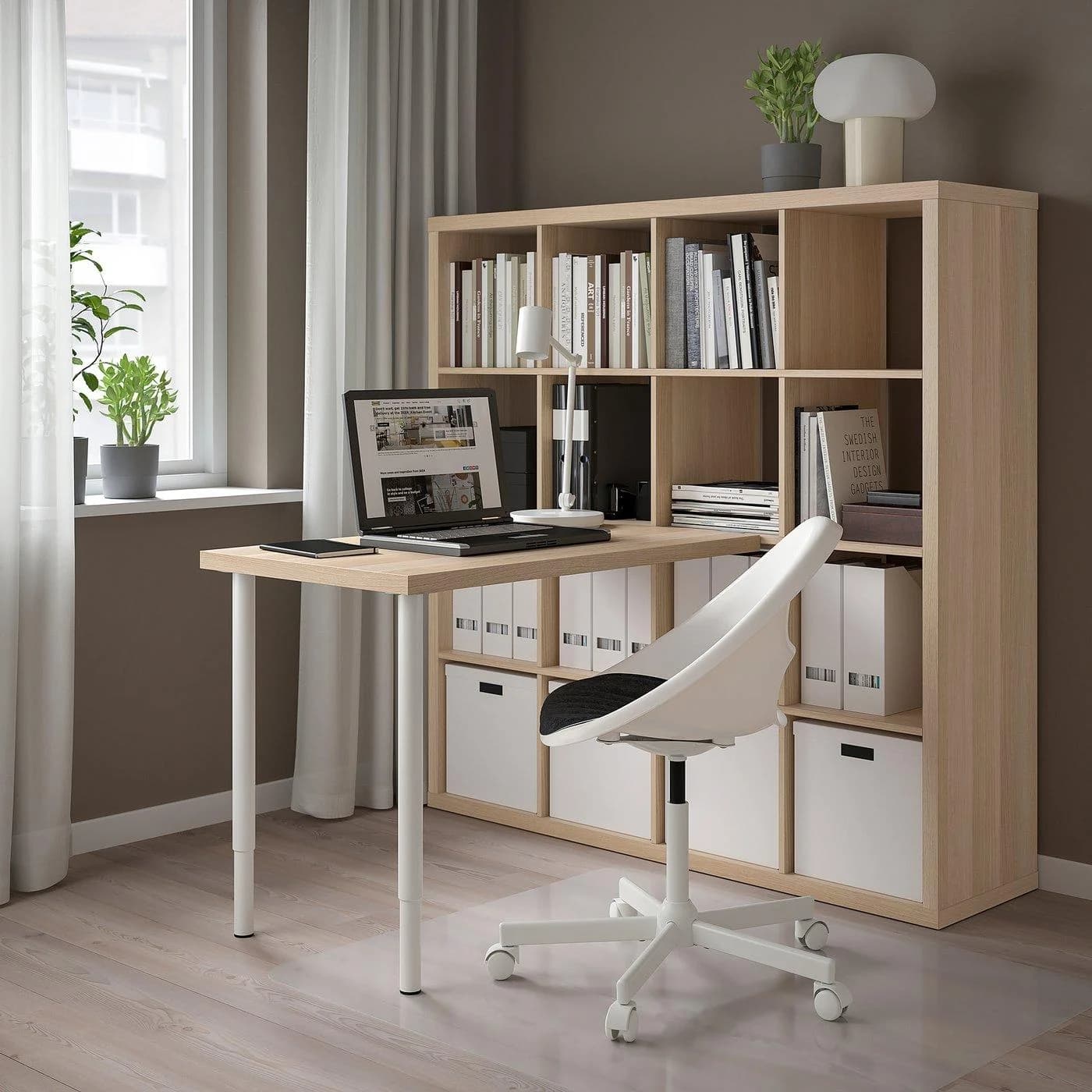 IKEA KALLAX / LINNMON Schreibtischkombination Weiß Eicheffekt