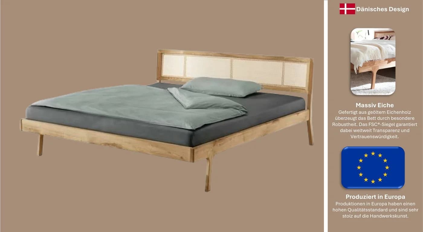 HOME AFFAIRE Hällevik Doppelbett Eiche Natur Massivholz - Bild 5