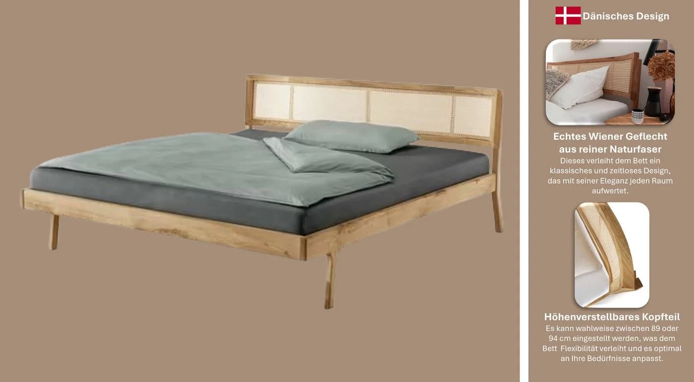 HOME AFFAIRE Hällevik Doppelbett Massivholz Eiche Natur - Bild 3