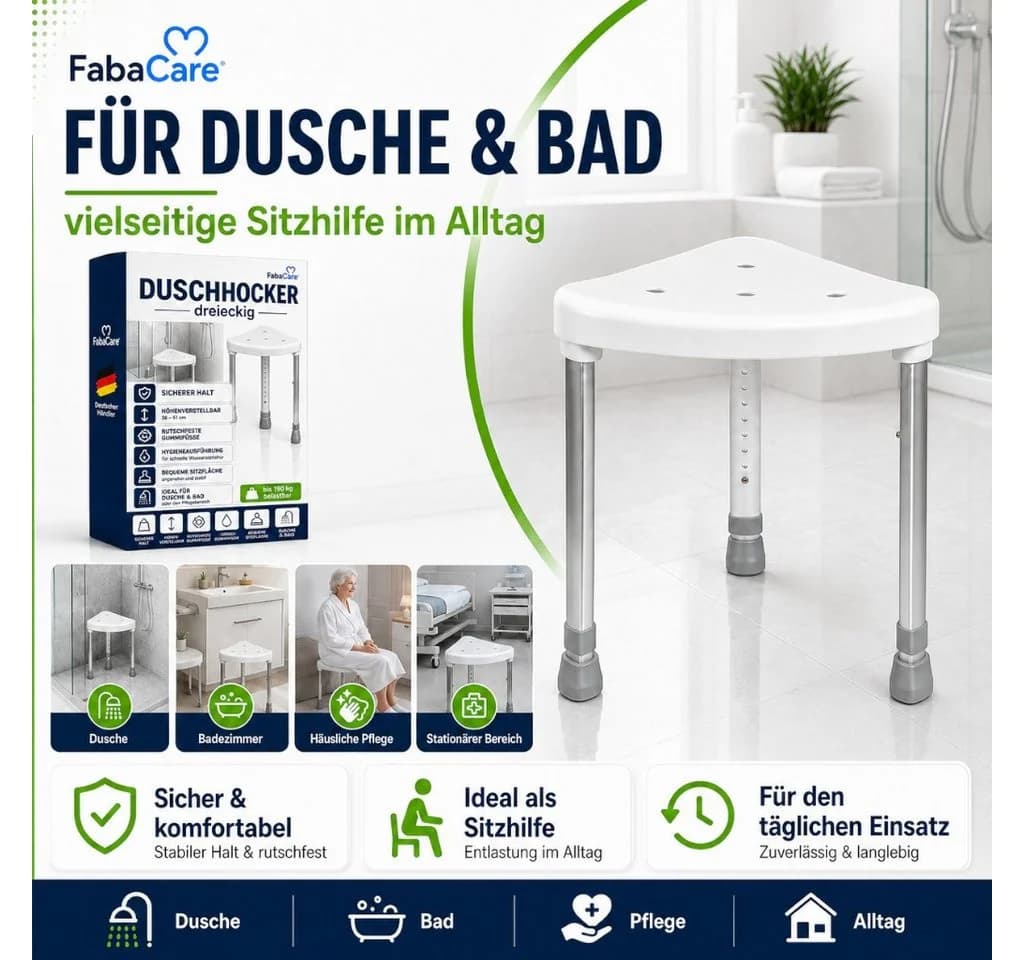 Mobilex Dreieckiger Duschhocker Weiß Aluminium