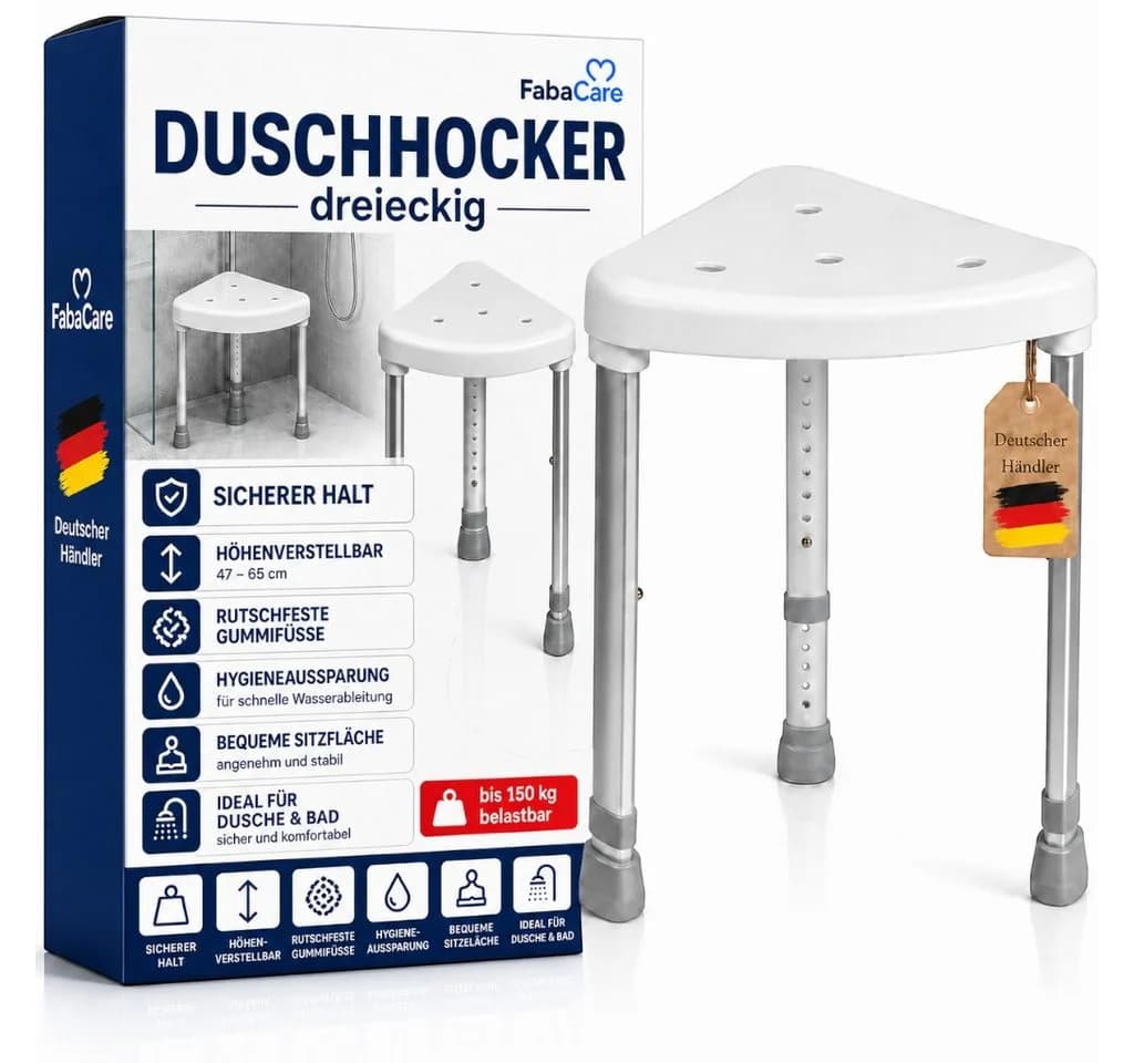 Mobilex Dreieckiger Duschhocker Weiß Aluminium - Bild 2