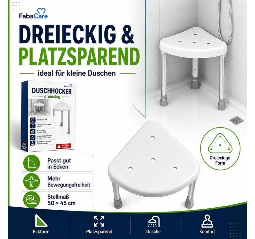 Mobilex Dreieckiger Duschhocker Weiß Aluminium - Bild 3