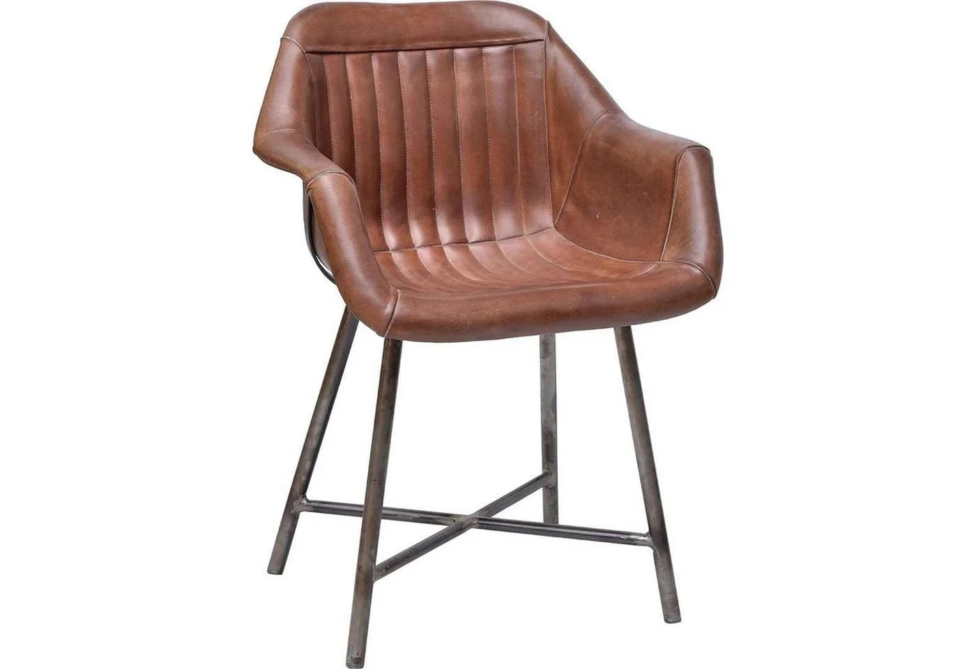 Trademark Living Armlehnstuhl Braun Leder Eisen - Bild 2