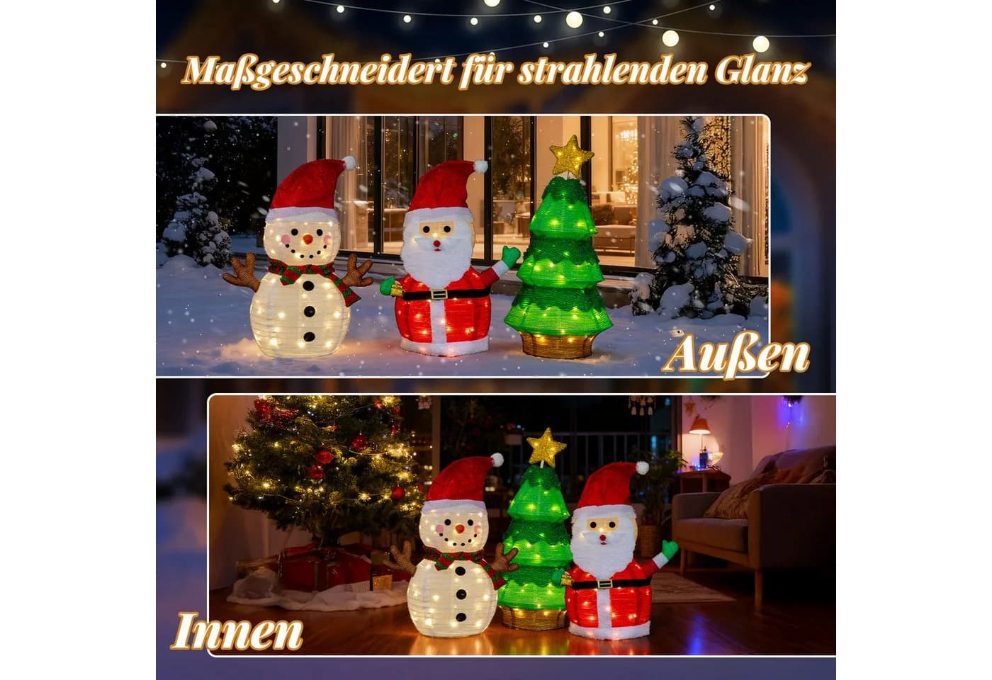 LALAHO Weihnachtsmann Schneemann & Weihnachtsbaum Kombination mit 150 LEDs - Bild 3