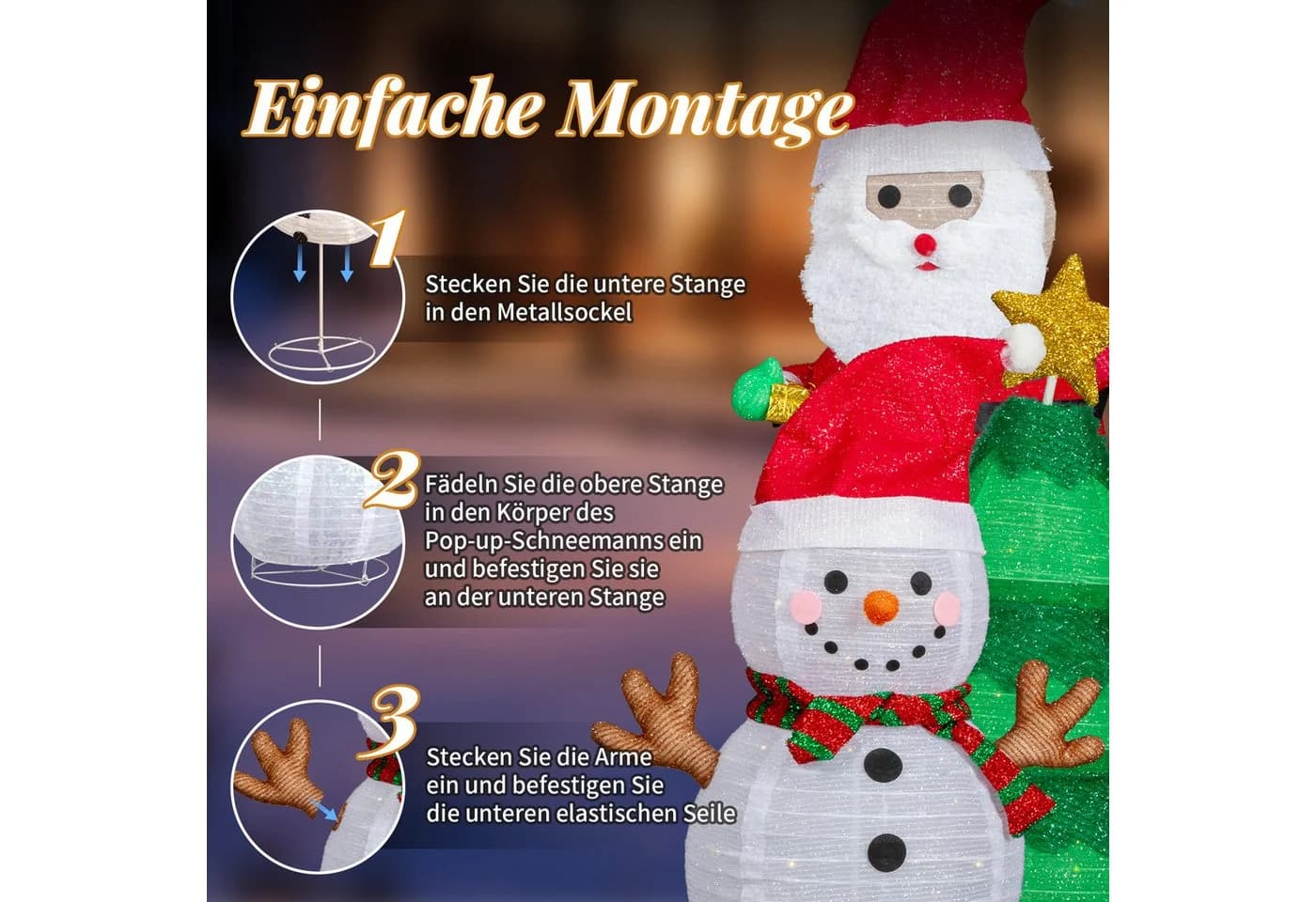 LALAHO Weihnachtsmann Schneemann & Weihnachtsbaum Kombination mit 150 LEDs - Bild 5