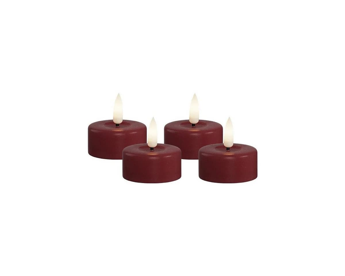 Deluxe Homeart LED-Teelichter Bordeaux Rot 4er Set