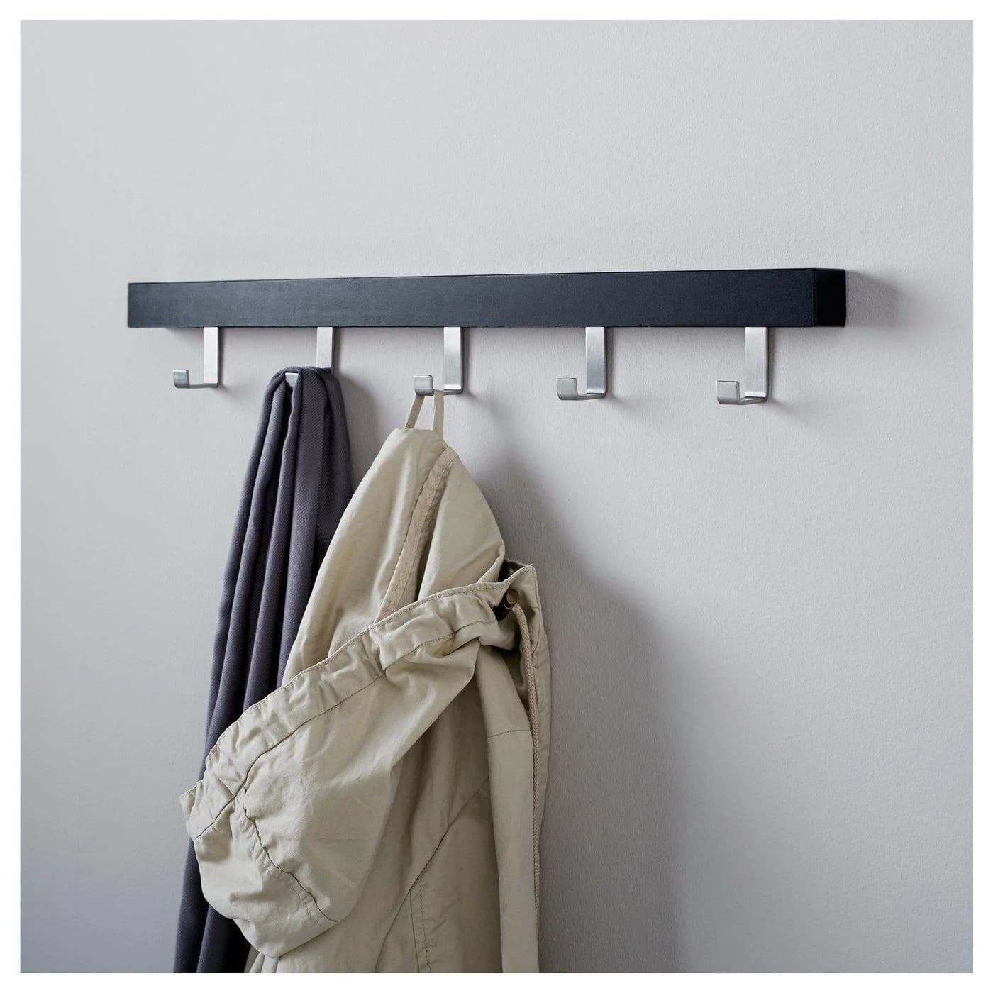 IKEA TJUSIG Aufhänger für Tür/Wand Schwarz Massivholz