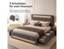 Simurq Polsterbett 140x200 Grau mit LED, Schubladen & Ladebuchse Bild 5