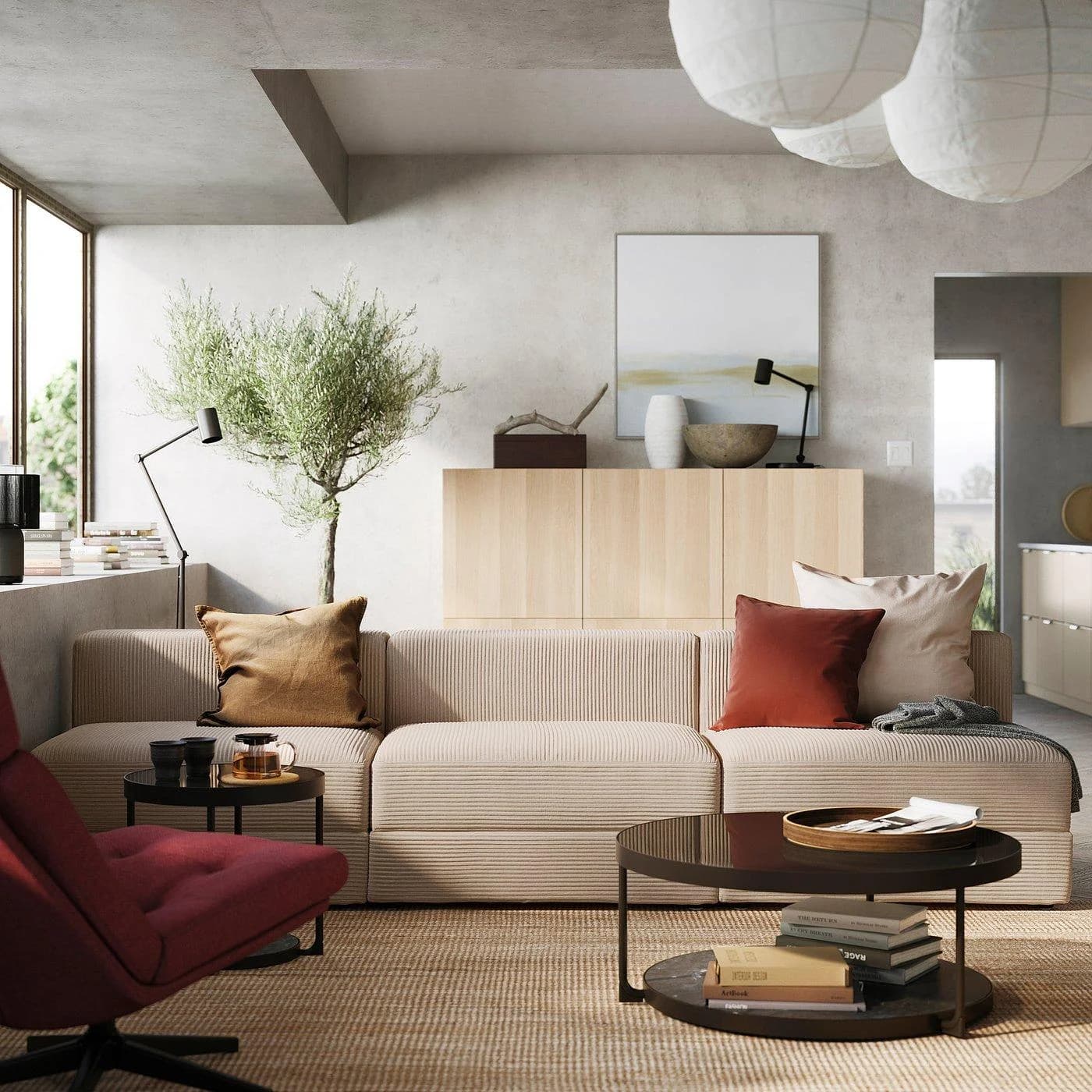 IKEA JÄTTEBO 4,5er-Sitzelement Samsala Graubeige