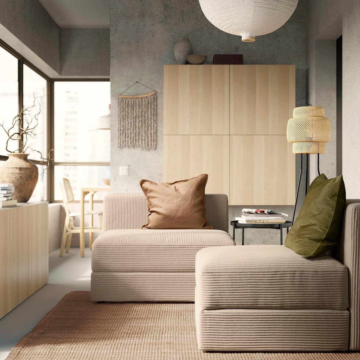 IKEA JÄTTEBO 1,5er-Sitzelement mit Aufbewahrung Grau-Beige Samsala