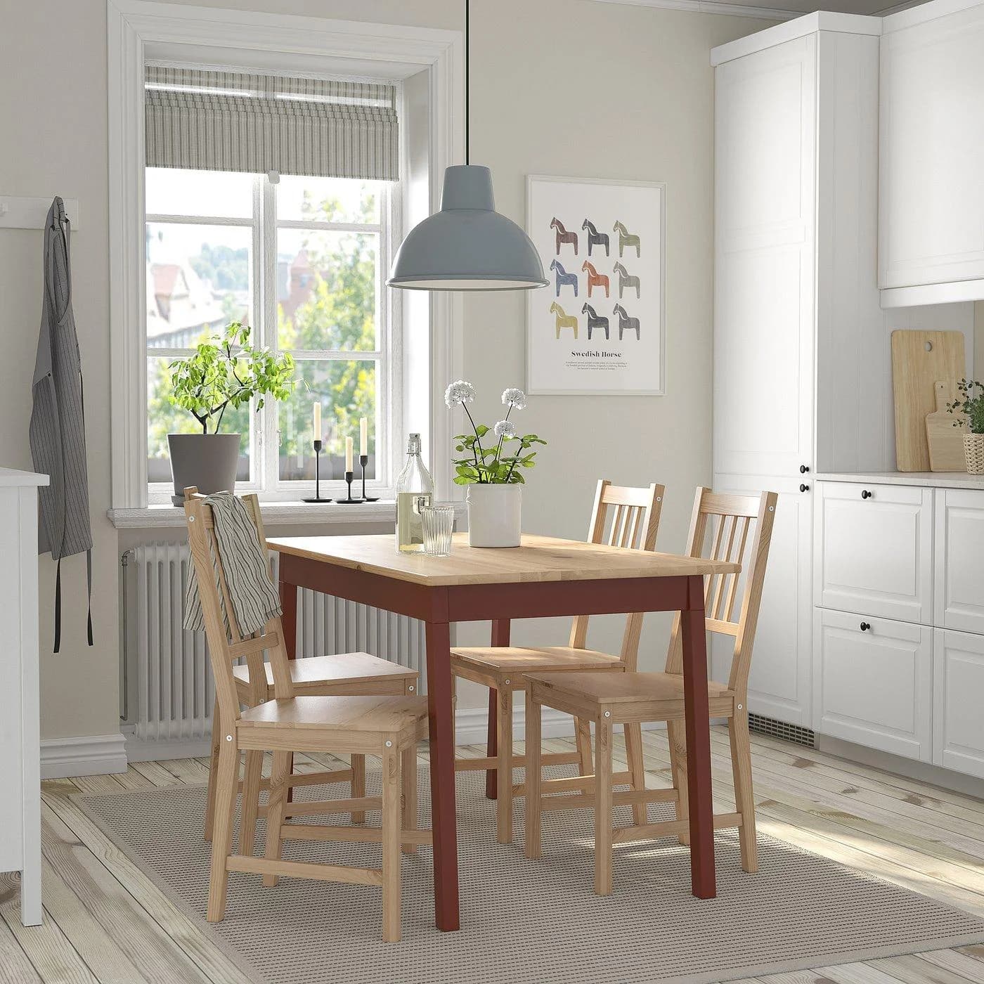 IKEA PINNTORP Tisch Rot/Dunkelblau