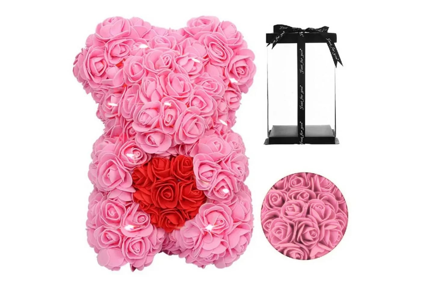 AMORE MIO LED Rosenbär mit Herz Rosa Dekoobjekt 25 cm - Bild 5
