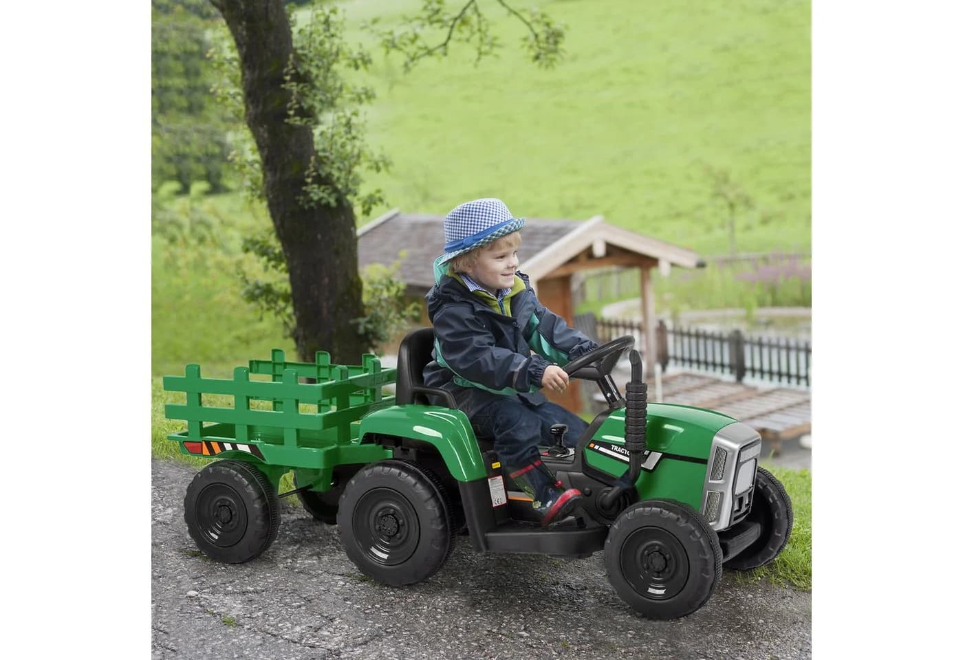 LALAHO Elektro-Kindertraktor mit Anhänger & Fernbedienung 12V - Bild 3