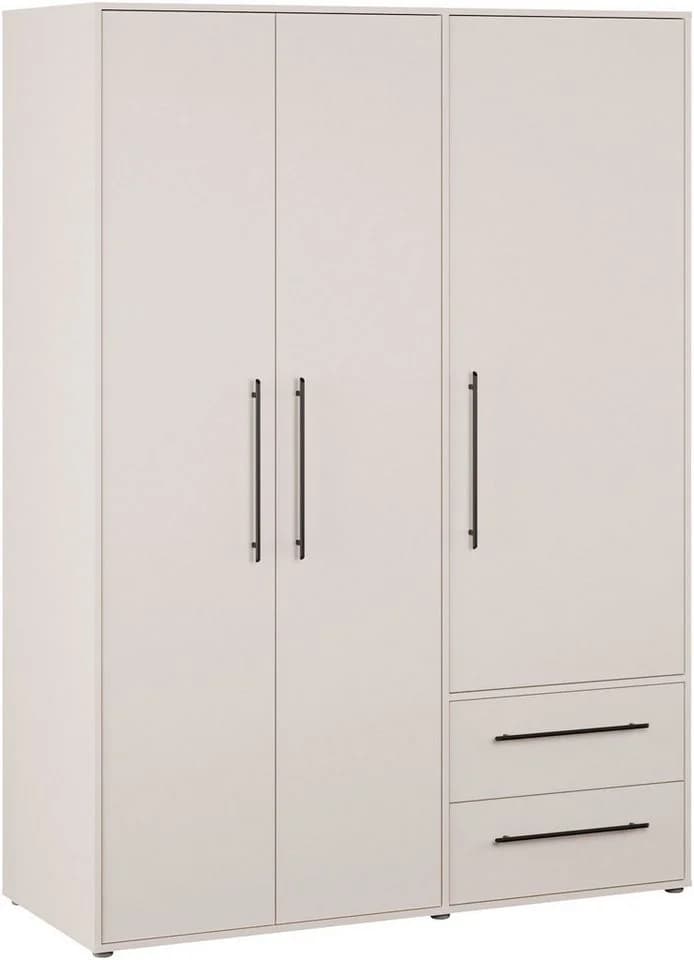 FORTE Kleiderschrank Mokkaris Sand Schwarz 3 Türen 2 Schubladen - Bild 2