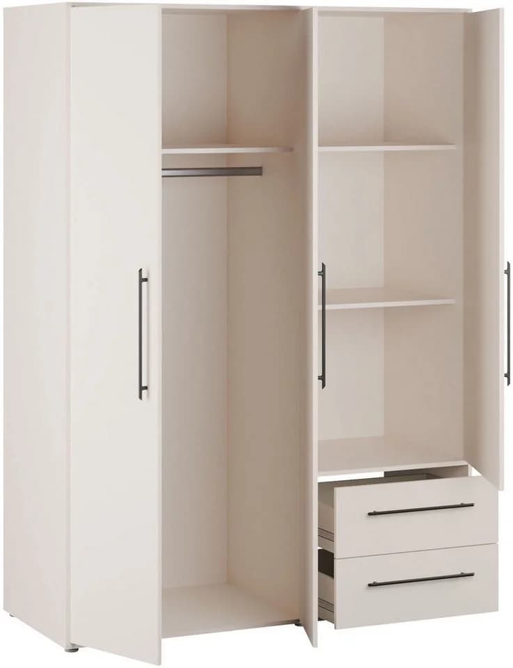 FORTE Kleiderschrank Mokkaris Sand Schwarz 3 Türen 2 Schubladen - Bild 5