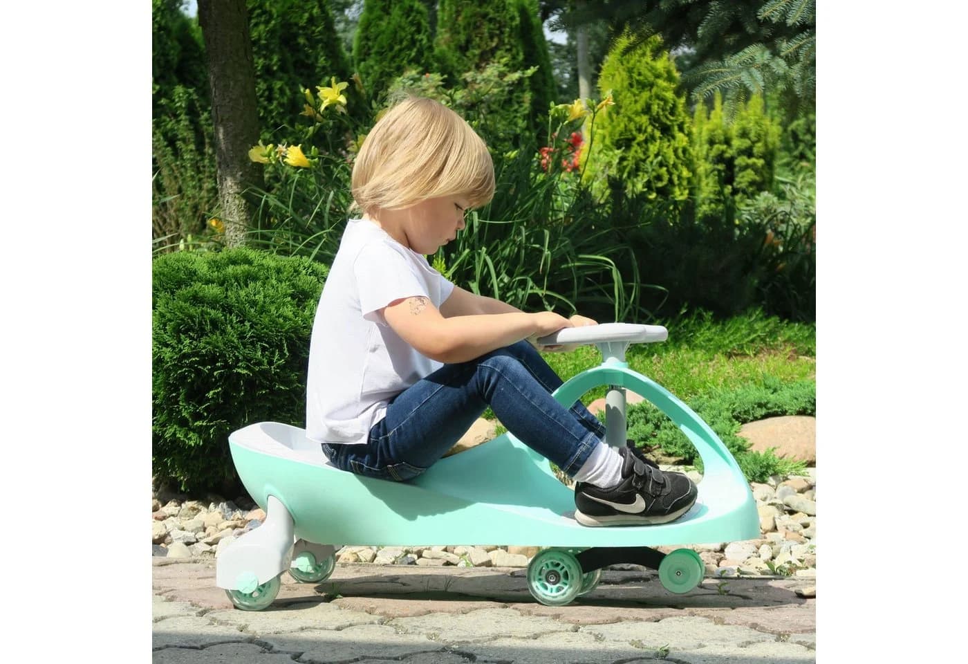 TWISTCAR Tretfahrzeug Kinderfahrzeug Mintgrün Grau Leuchtende Räder - Bild 3