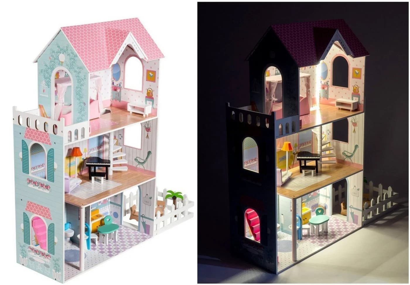 Mamabrum Puppenhaus XXL mit LED und Garten - Bild 4