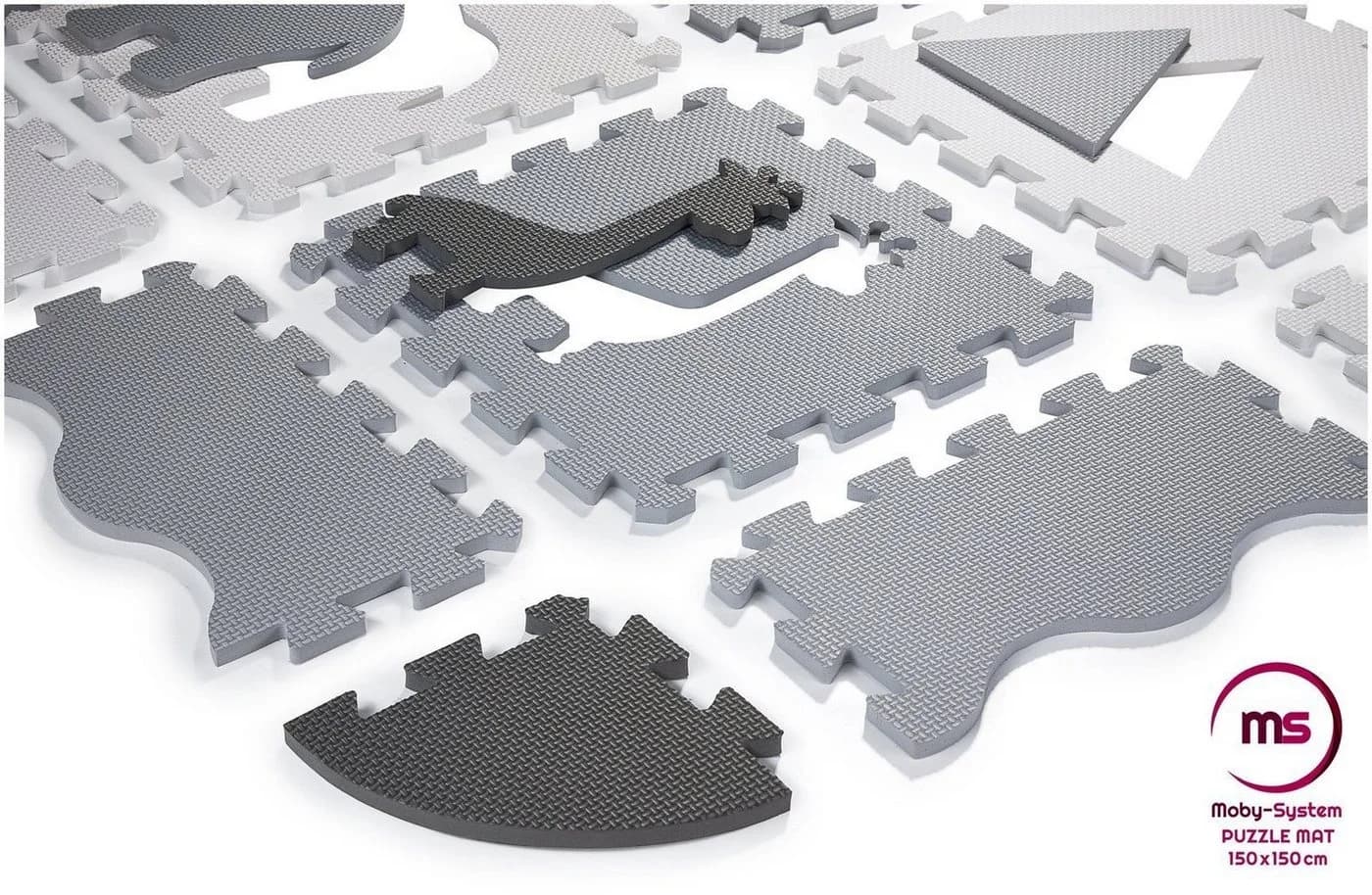 Moby-System Spielmatte Schaumstoff-Puzzlematte XL 150x150cm Grau - Bild 2
