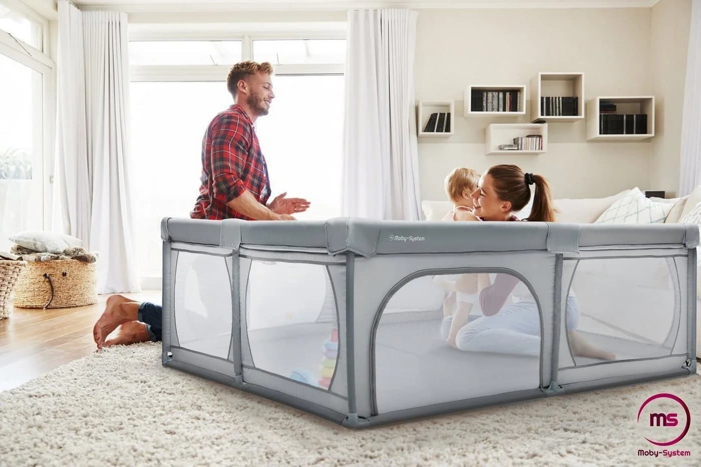 Moby-System Laufstall XXL Laufgitter Grau - Sicherer Spielbereich - Bild 3