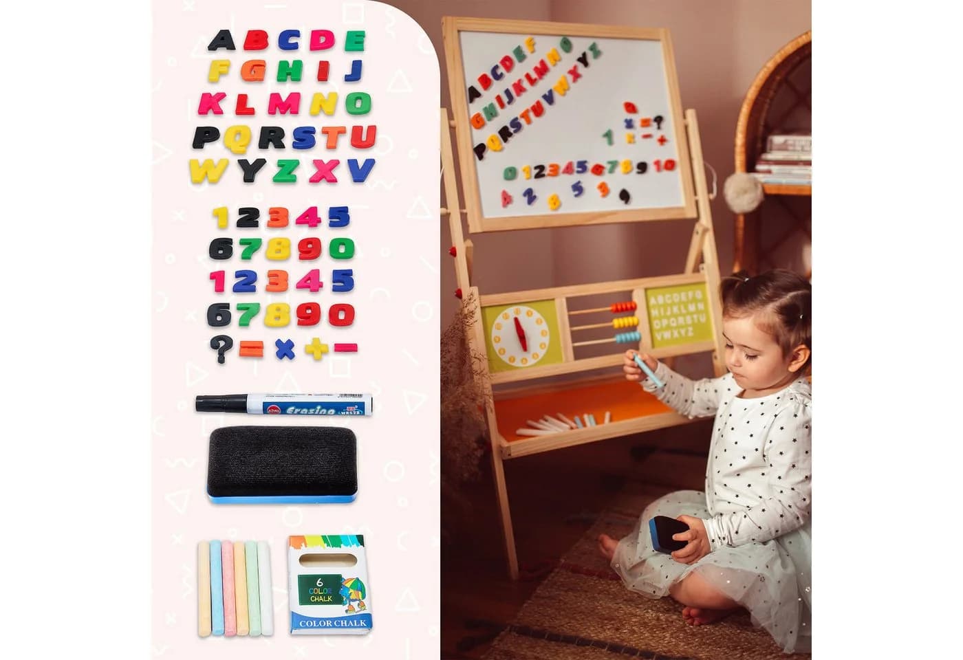 Mamabrum 2-in-1 Kindertafel Kreidetafel Whiteboard mit Magnetbuchstaben - Bild 5