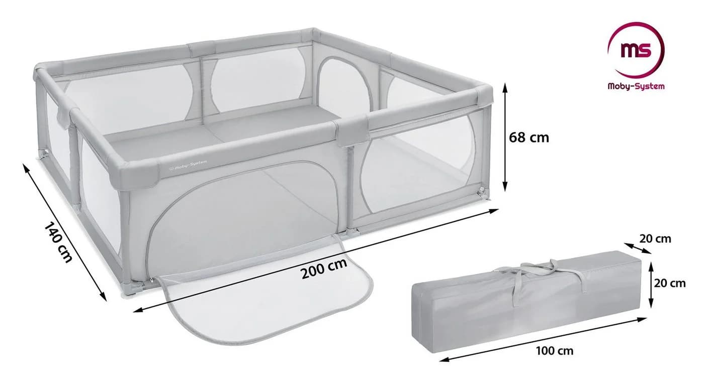 Moby-System Laufstall XXL Grau - Sicherer Spielbereich 200x140 cm - Bild 4