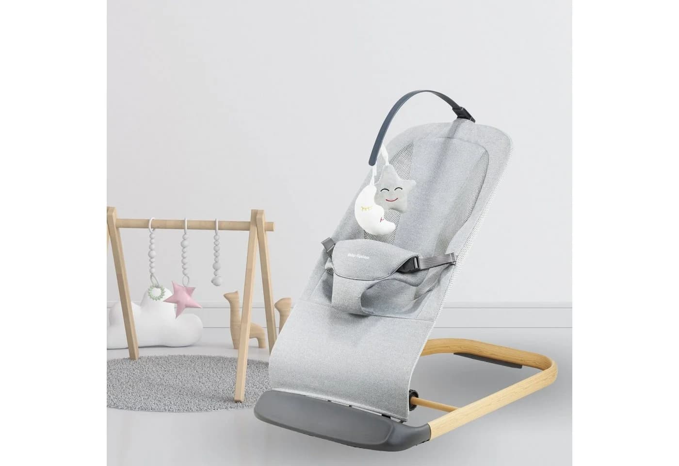 Moby-System Babywippe LILY 2-in-1 Grau Leinen - Bild 5